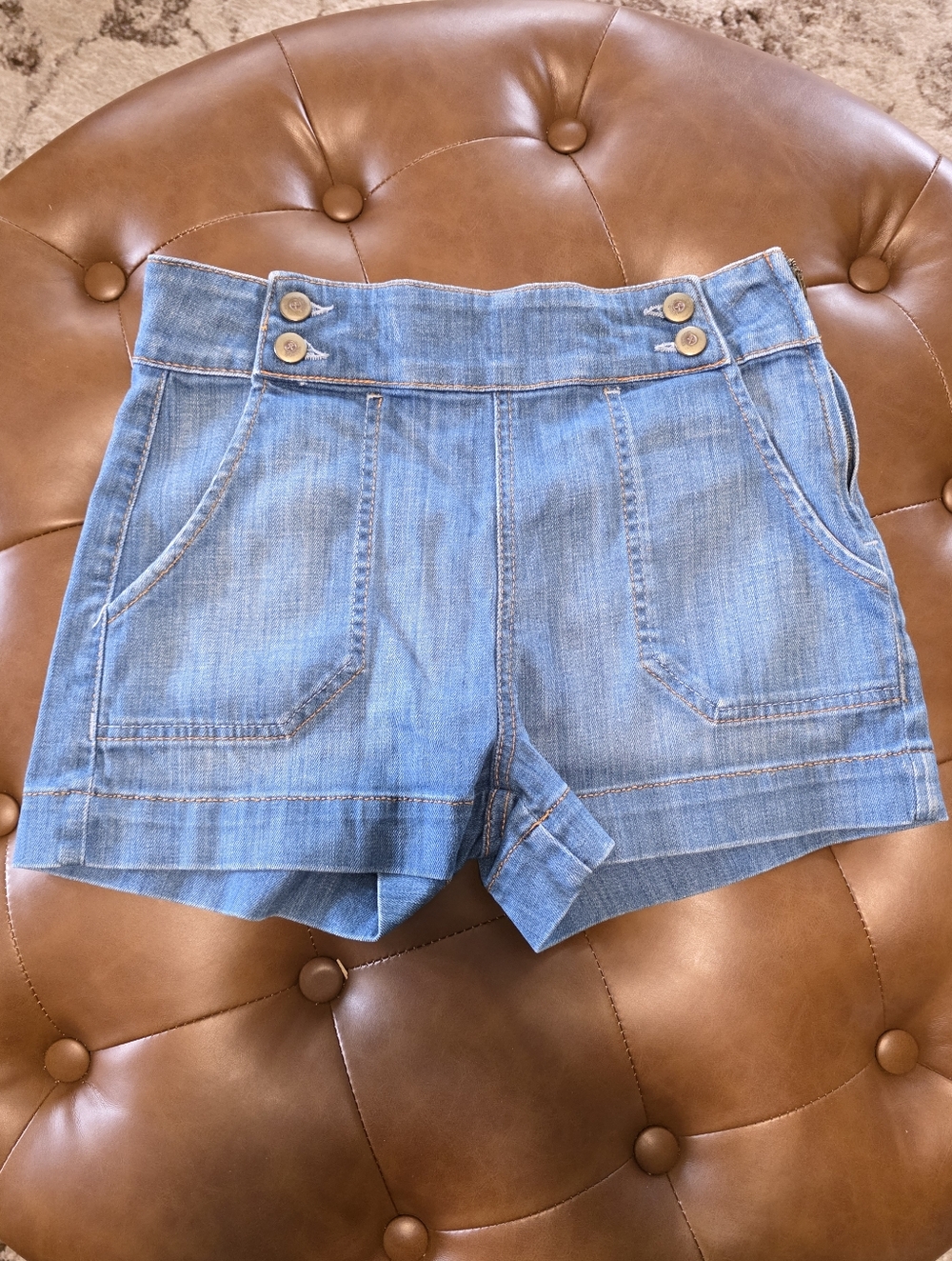 Hudson Jeans Light Blue High-Waist Denim Shorts